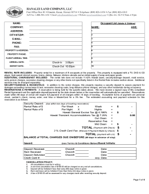 Hanalei Land Company Rental Agreement