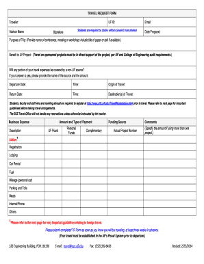 University of Florida Travel Request Form