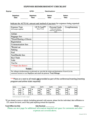 Expenses Reimbursement Checklist