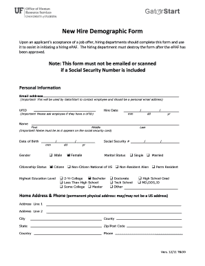 New Hire Demographic Form