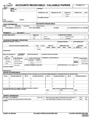 Valuable Papers Insurance Application