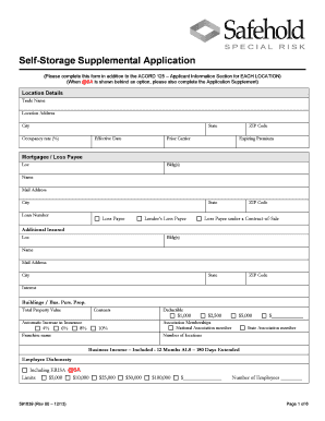 Self-Storage Supplemental Application