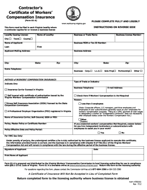 Contractor’s Certificate of Workers’ Compensation Insurance