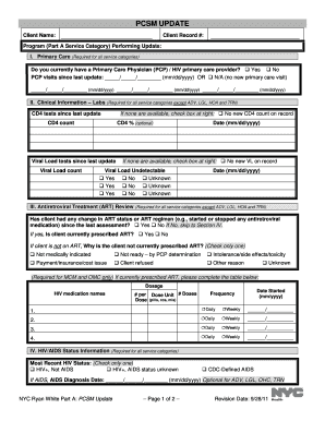 NYC Ryan White Part A PCSM Update Form