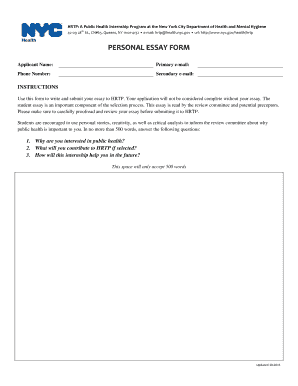 Fillable Online nyc PERSONAL ESSAY FORM - NYC.gov Fax Email Print ...