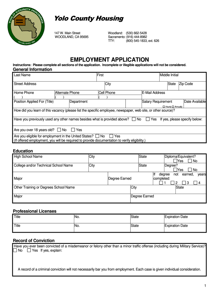 Fillable Online to Yolo County Housing CA.gov Fax Email Print