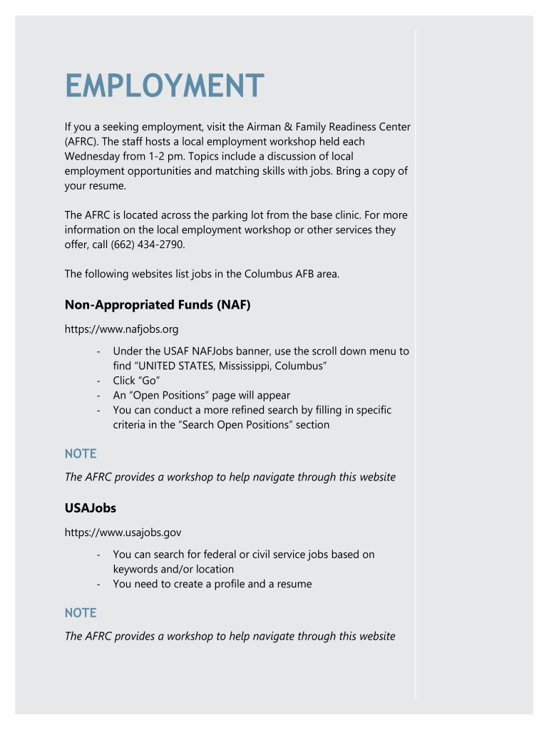 Fillable Online JobsSpecificMoody AFB Airman & Family Readiness Center