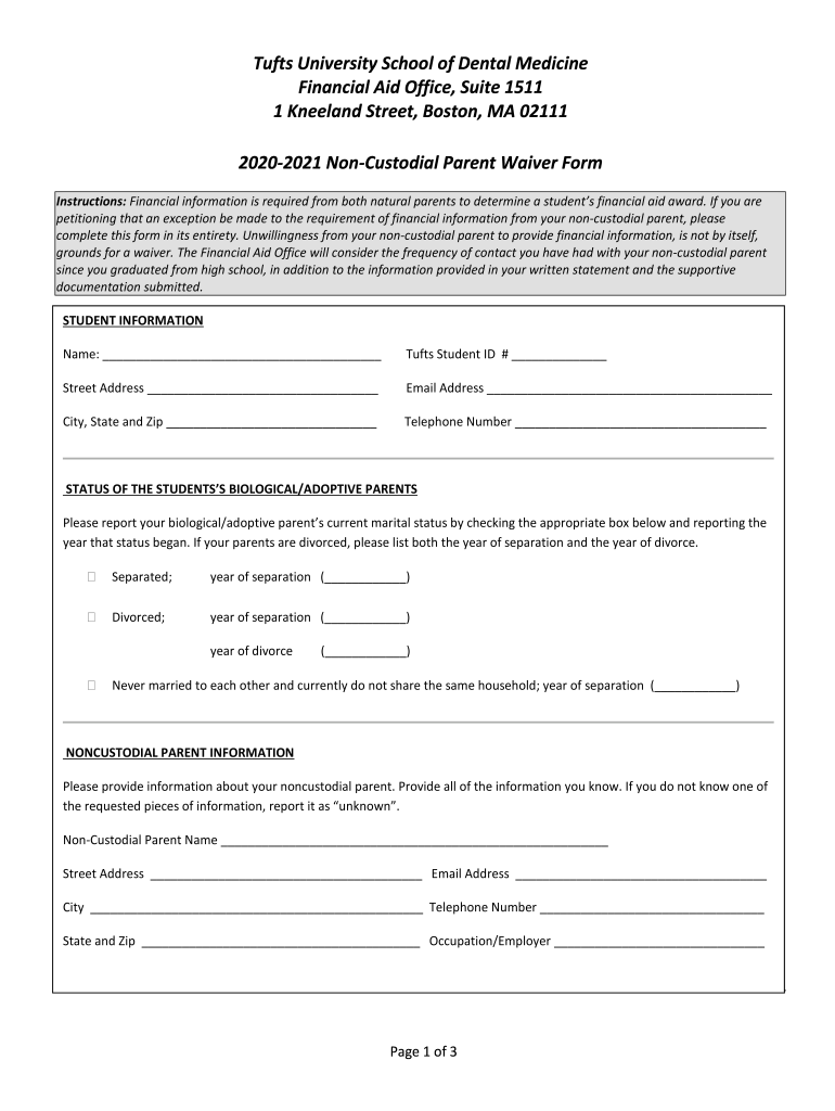 Fillable Online Financial Aid Application Forms and Cost of Tufts