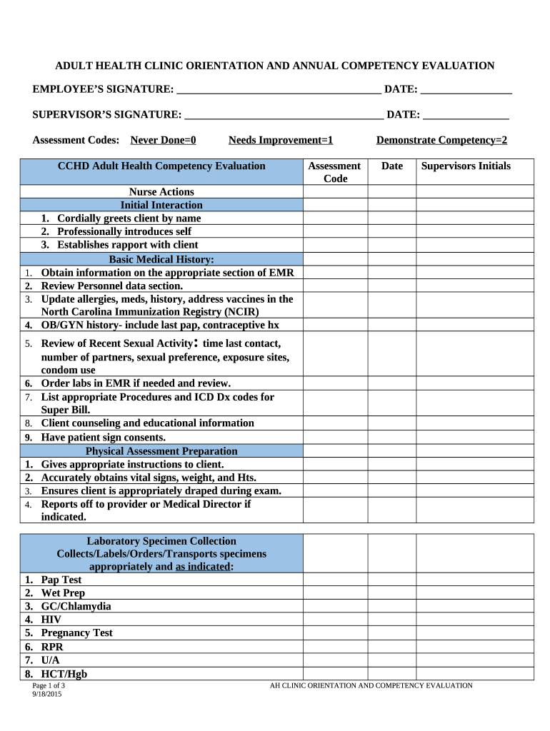 COMPETENCY CHECKLIST (SAMPLE) Doc Template | pdfFiller
