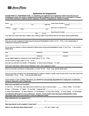 Application for Employment - Steere House