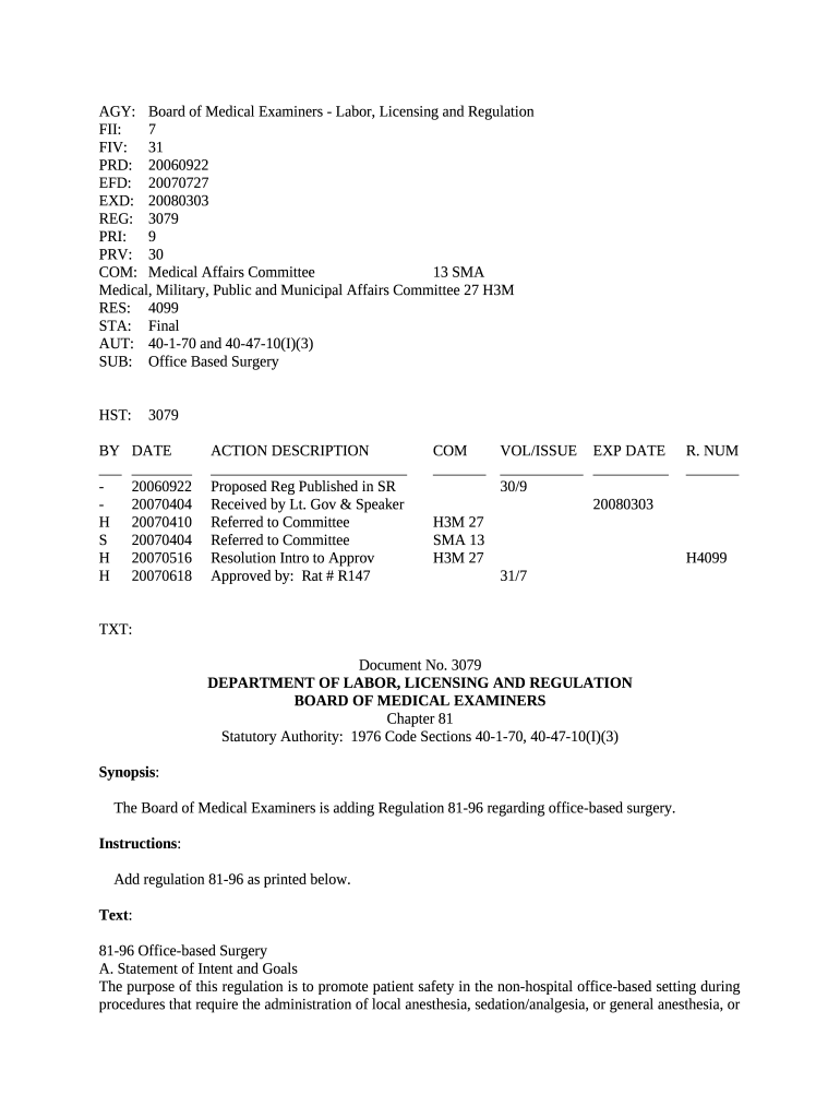 AGYBoard of Medical Examiners Labor, Licensing and Regulation Doc