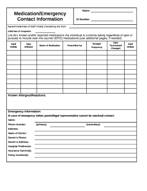 Medication and Emergency Information