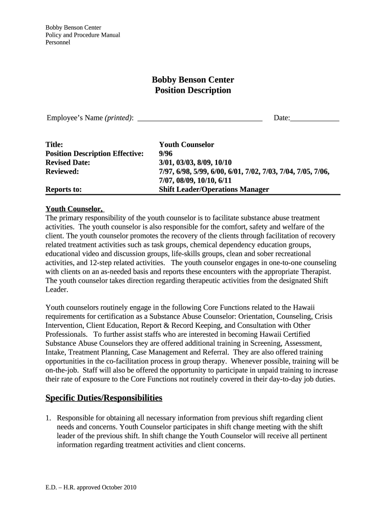 Bobby Benson Center Doc Template pdfFiller