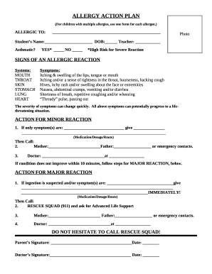 For children with multiple severe allergies, use one form ...