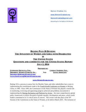 Beijing plus 20 review: the situation of women and girls with ...