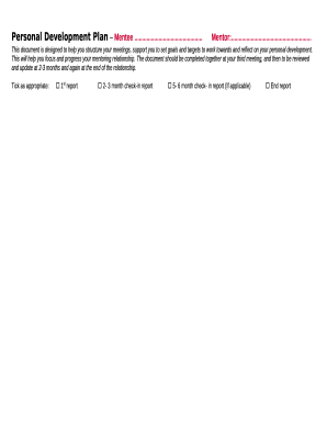 Personal Development Plan - Mentee