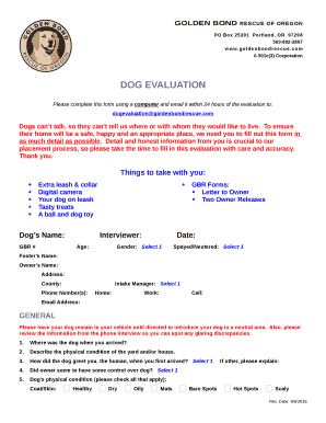 Dog Eval Form