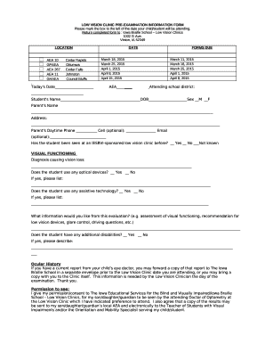 PRE-EXAMINATION REPORT FROM TEACHER OF VISUALLY IMPAIRED