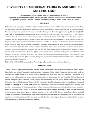 DIVERSITY OF MEDICINAL FLORA IN AND AROUND KOLLERU LAKE