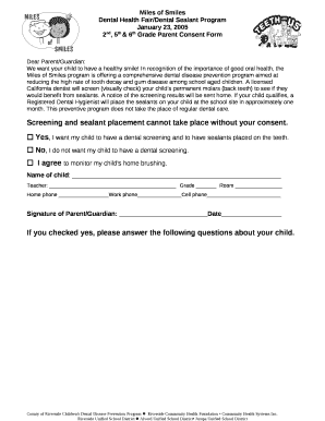 2nd &amp; 5th Grade Consent Form
