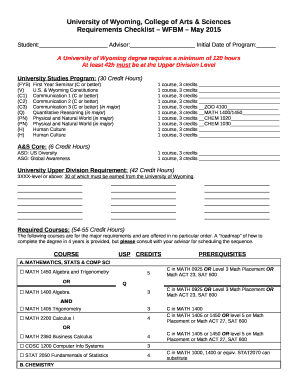 Degree RequirementsPsychologyUniversity of Wyoming