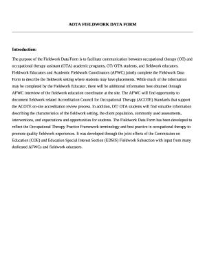 The purpose of the Fieldwork Data is to facilitate ...