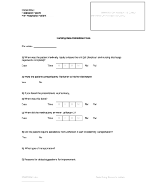 Nursing Data Collection Form
