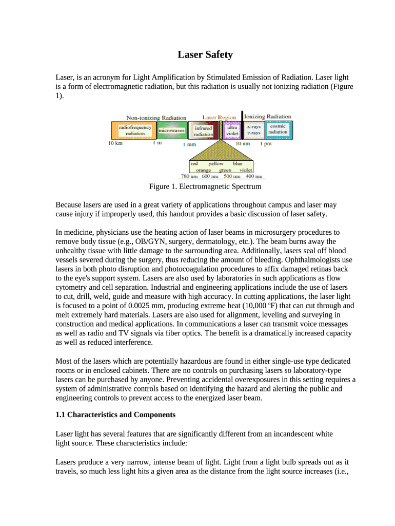 LaserSafetyManual.doc Laser Safety Laser is an acronym for Doc