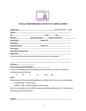 Summer Performance Institute : University of Dayton, Ohio