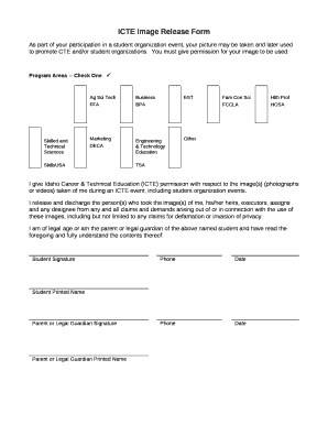 IDPTE WEB Site Image Release Form - Idaho FFA Association