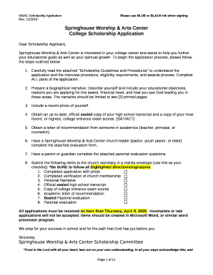 Smyrna Assembly College Scholarship Application