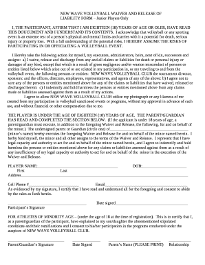 LIABILITY FORM - Junior Players Only