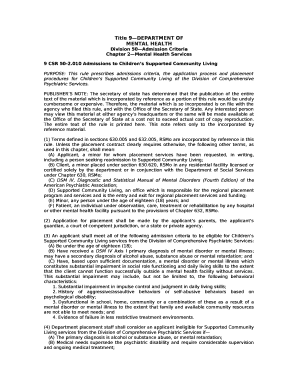 Title 9DEPARTMENT OF MENTAL HEALTH Division 50 ...