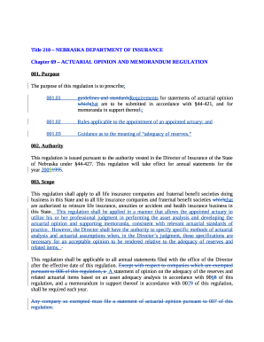 Chapter 69 - ACTUARIAL OPINION AND MEMORANDUM REGULATION