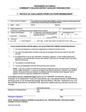 Notice of Exclusion From CalPERS Membership for State ...