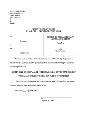 Motion to release private guardian ad litem - Utah Courts