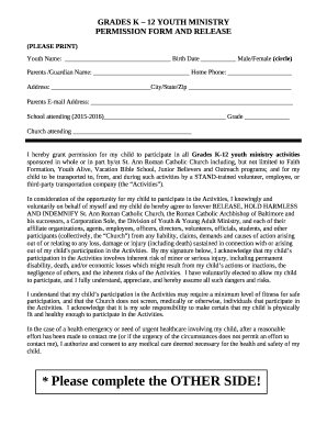 GRADES K - 12 YOUTH MINISTRY