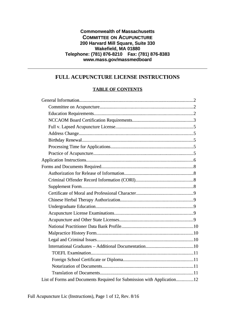 FULL ACUPUNCTURE LICENSE INSTRUCTIONS Doc Template pdfFiller