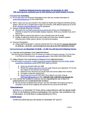 Exercise Samples - Pandemic Influenza and Foodborne Illness