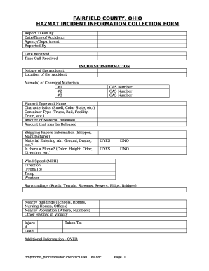 HAZMAT INCIDENT INFORMATION COLLECTION FORM