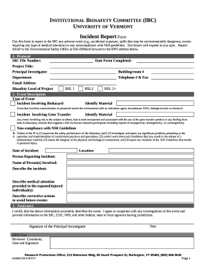 Use this form to report to the IBC any adverse event (e