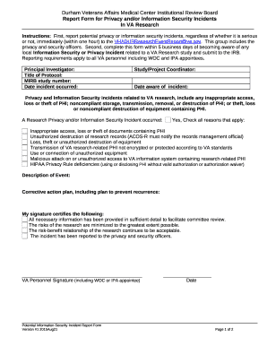 Privacy and Information Security Report Form - Durham VA ...