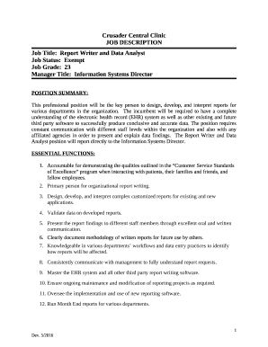 Crusaders Central Clinic JOB DESCRIPTION Job Title: Health ...
