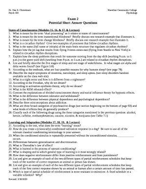 Exam 2 Review Sheet - Shoreline Community College