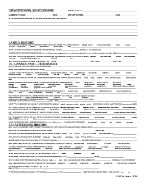 BREASTFEEDING QUESTIONNAIRETODAYS DATE