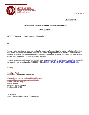 ATTACHMENT B Cover letter for Past Performance ...