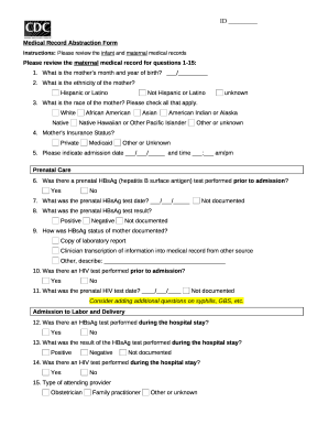 Fillable Online cdc Medical Record Review will utilize an existing ...