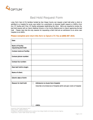 IDHS: Bed Hold Request Form and Process