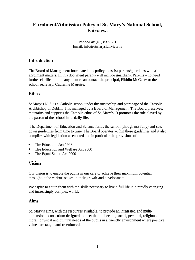 school admission policy sample Doc Template pdfFiller