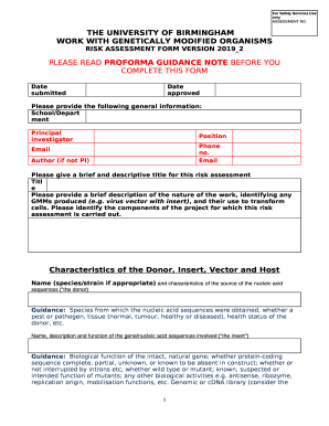 GM Risk Assessment Form